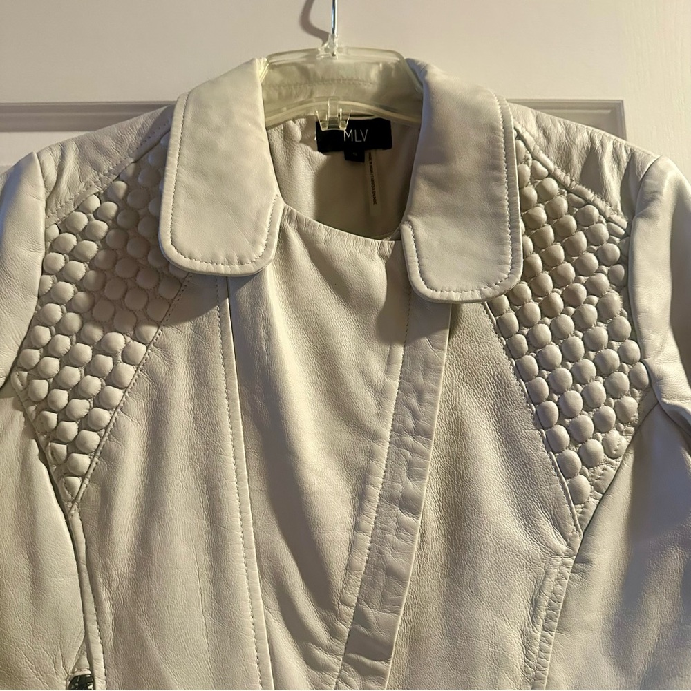 MLV Women's Off-White Lamb Leather Jacket